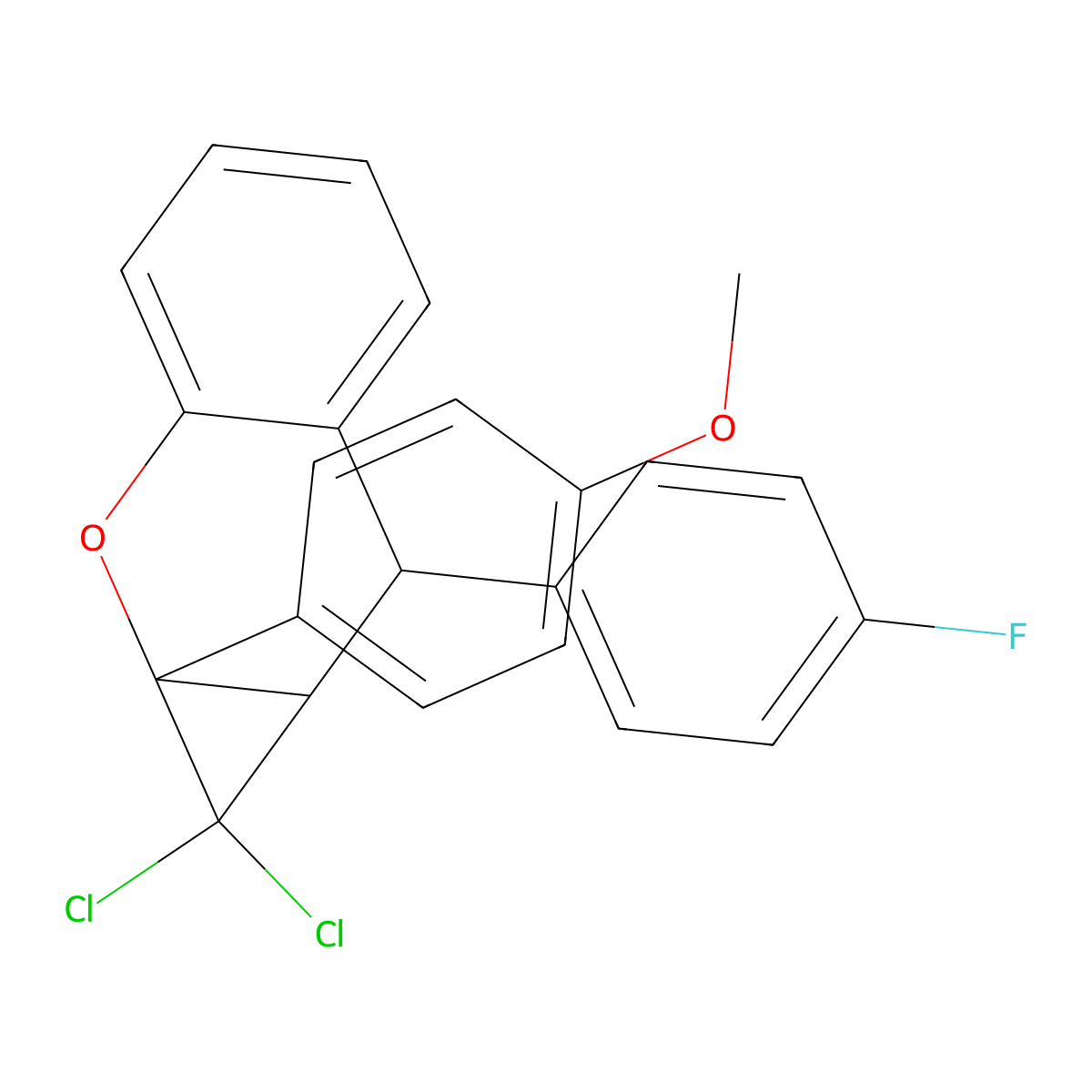 1,1-Dichloro-7-(4-fluorophenyl)-1a-(4-methoxyphenyl)-7,7a-dihydrocyclopropa[b]chromene molecular structure, CAS 6428-80-4