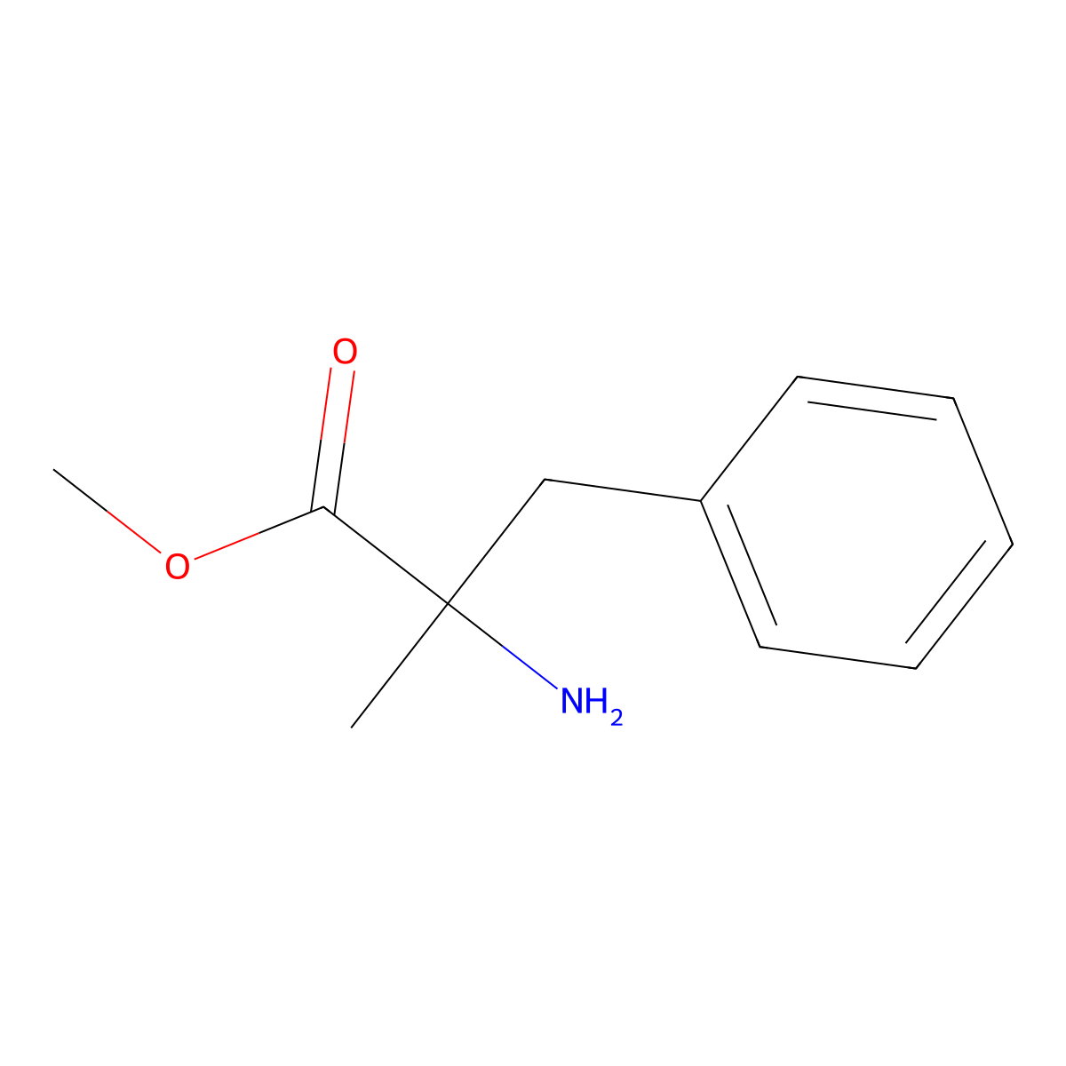 Methyl 2-amino-2-methyl-3-phenylpropanoate molecular structure, CAS 64282-11-7