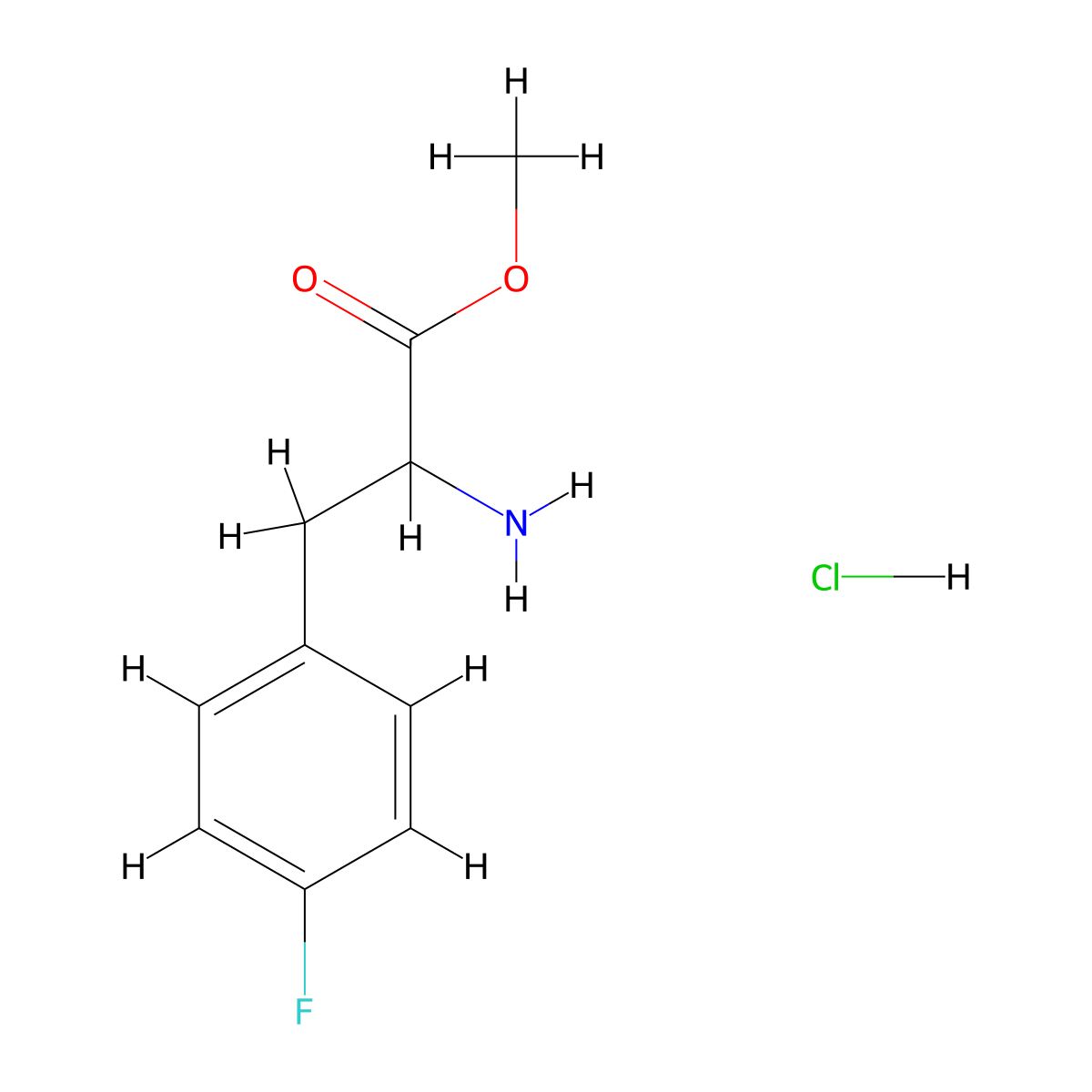Methyl 2-amino-3-(4-fluorophenyl)propanoate hydrochloride molecular structure, CAS 64282-12-8