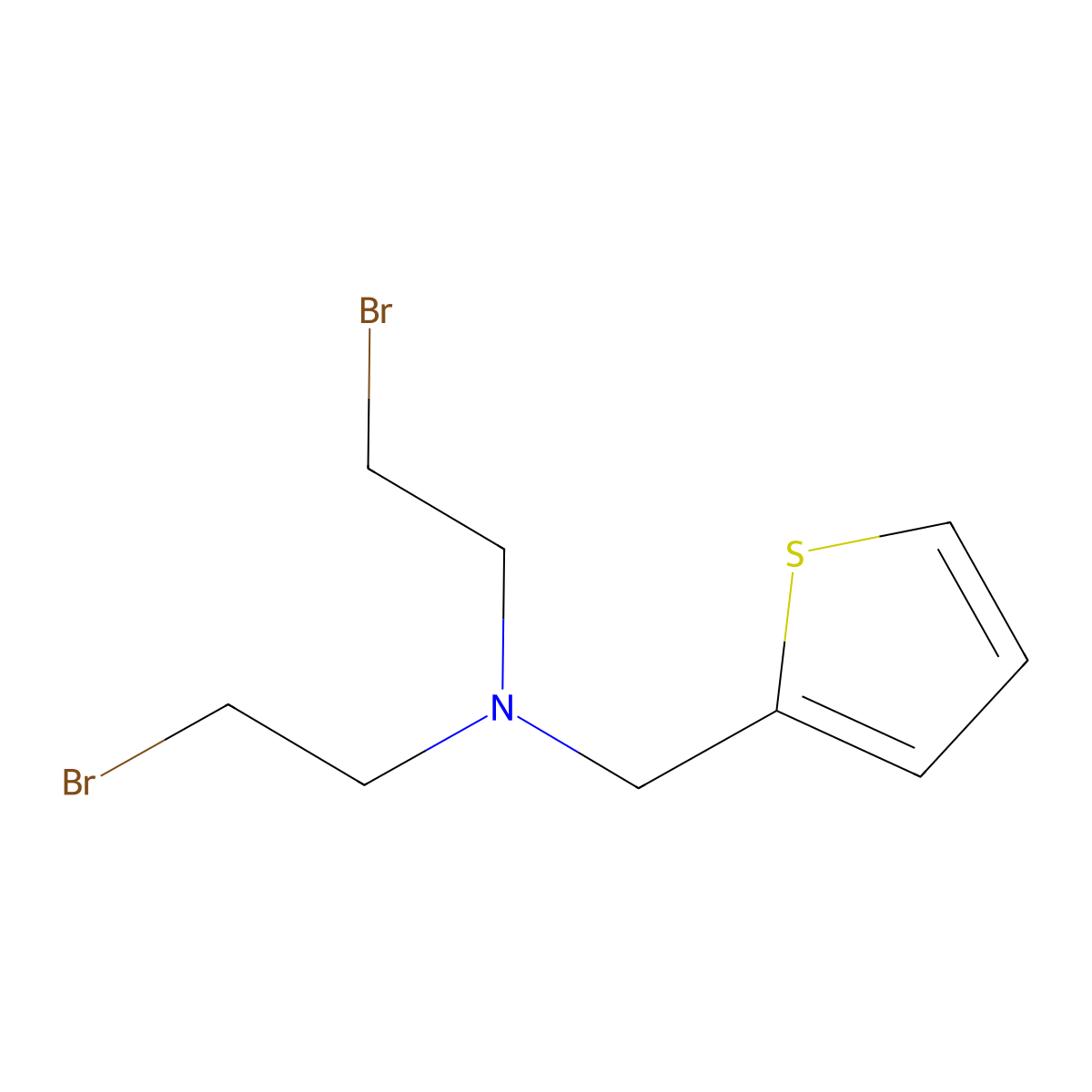 2-Thiophenemethanamine, N,N-bis(2-bromoethyl)- molecular structure, CAS 64283-12-1