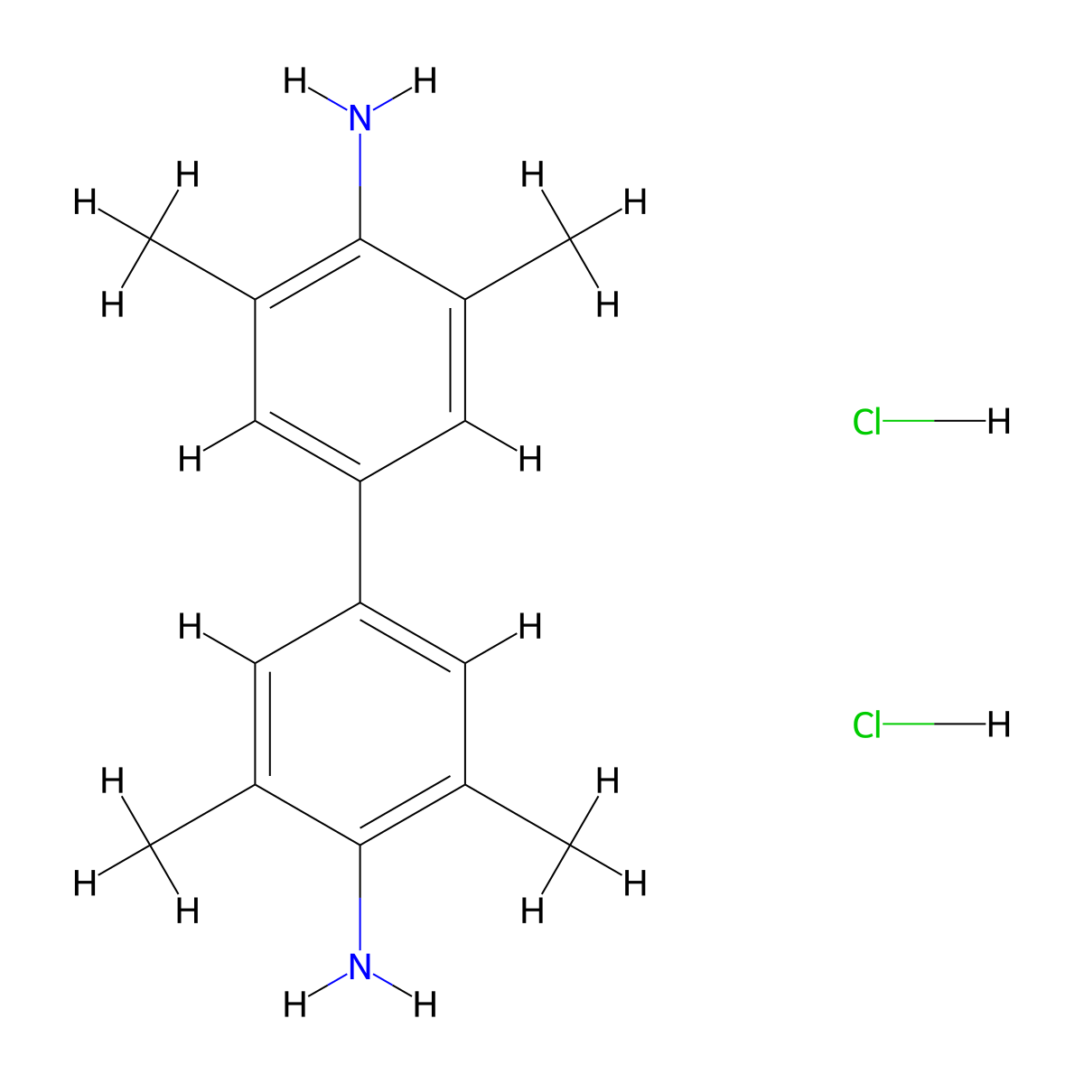 (1,1'-Biphenyl)-4,4'-diamine, 3,3',5,5'-tetramethyl-, hydrochloride (1:2) molecular structure, CAS 64285-73-0