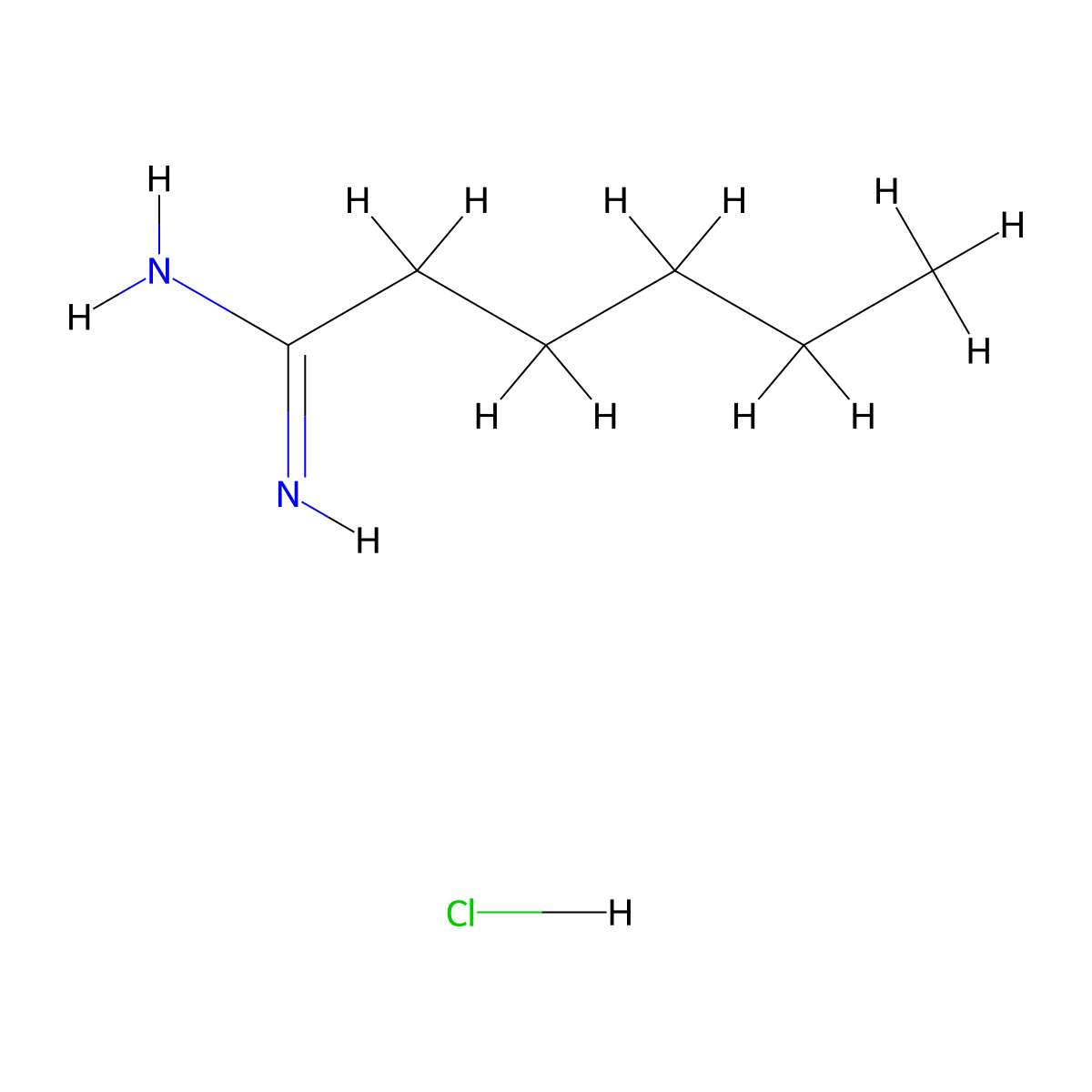 Hexanimidamide hydrochloride molecular structure, CAS 64285-96-7