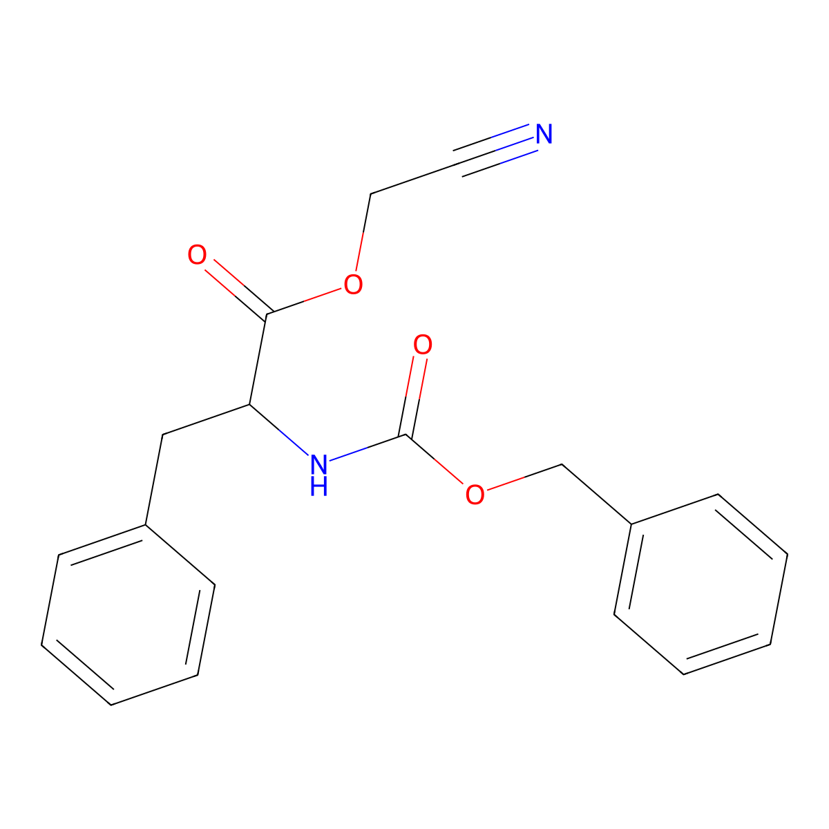 Alanine, N-benzyloxycarbonyl-3-phenyl-, cyanomethyl ester, D- molecular structure, CAS 64286-82-4