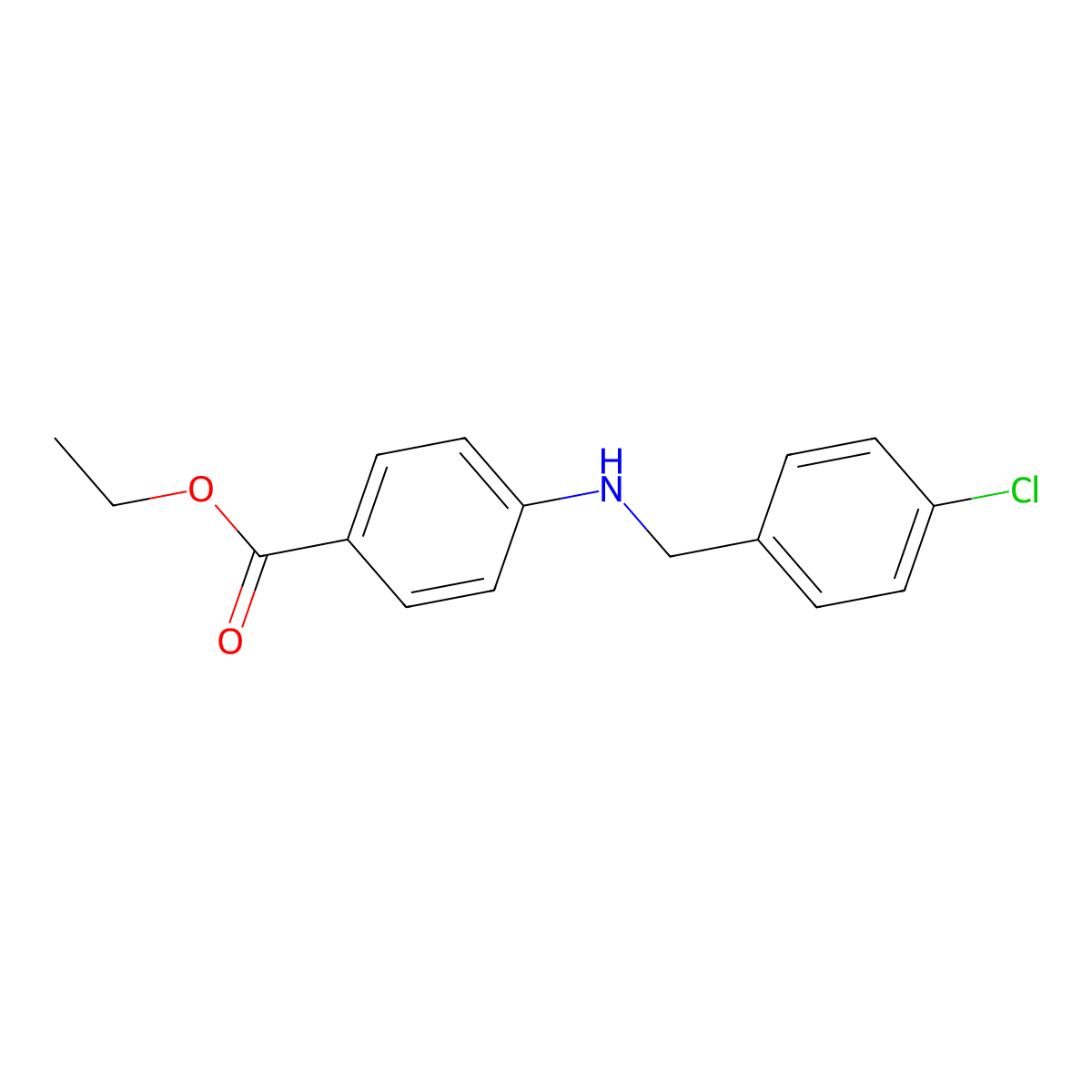 Benzoic acid, 4-[[(4-chlorophenyl)methyl]amino]-, ethyl ester molecular structure, CAS 64288-19-3