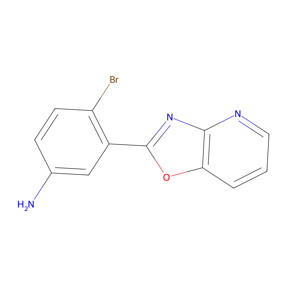 4-Bromo-3-(oxazolo[4,5-b]pyridin-2-yl)aniline molecular structure, CAS 64289-44-7