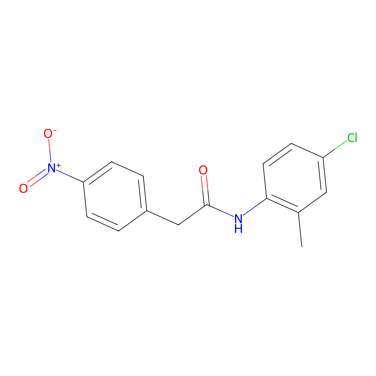 N-(4-chloro-2-methylphenyl)-2-(4-nitrophenyl)acetamide molecular structure, CAS 6429-40-9