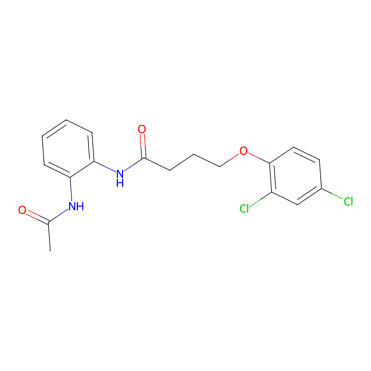 N-[2-(acetylamino)phenyl]-4-(2,4-dichlorophenoxy)butanamide molecular structure, CAS 6429-78-3