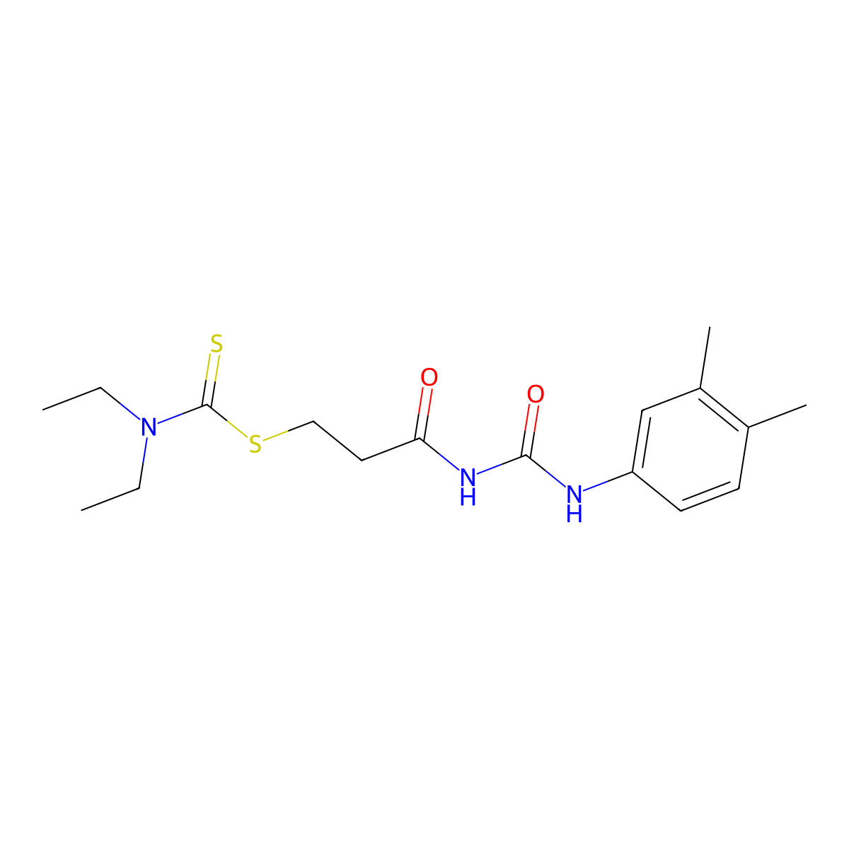 [3-[(3,4-dimethylphenyl)carbamoylamino]-3-oxopropyl] N,N-diethylcarbamodithioate molecular structure, CAS 6429-92-1