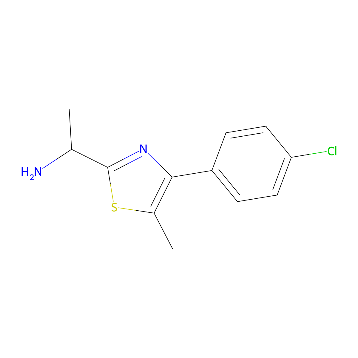 1-[4-(4-Chlorophenyl)-5-methyl-1,3-thiazol-2-yl]ethan-1-amine molecular structure, CAS 642929-46-2