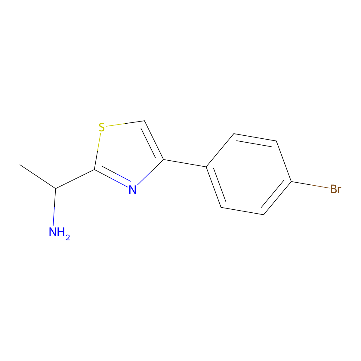1-[4-(4-Bromophenyl)-1,3-thiazol-2-yl]ethan-1-amine molecular structure, CAS 642929-49-5