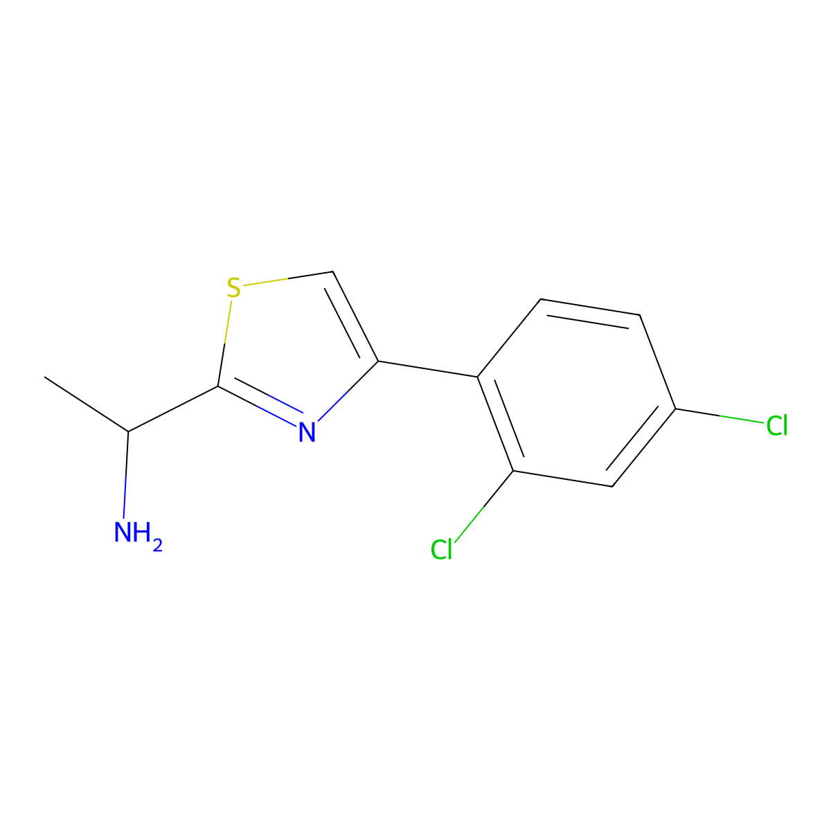 1-[4-(2,4-Dichlorophenyl)-1,3-thiazol-2-yl]ethan-1-amine molecular structure, CAS 642929-57-5