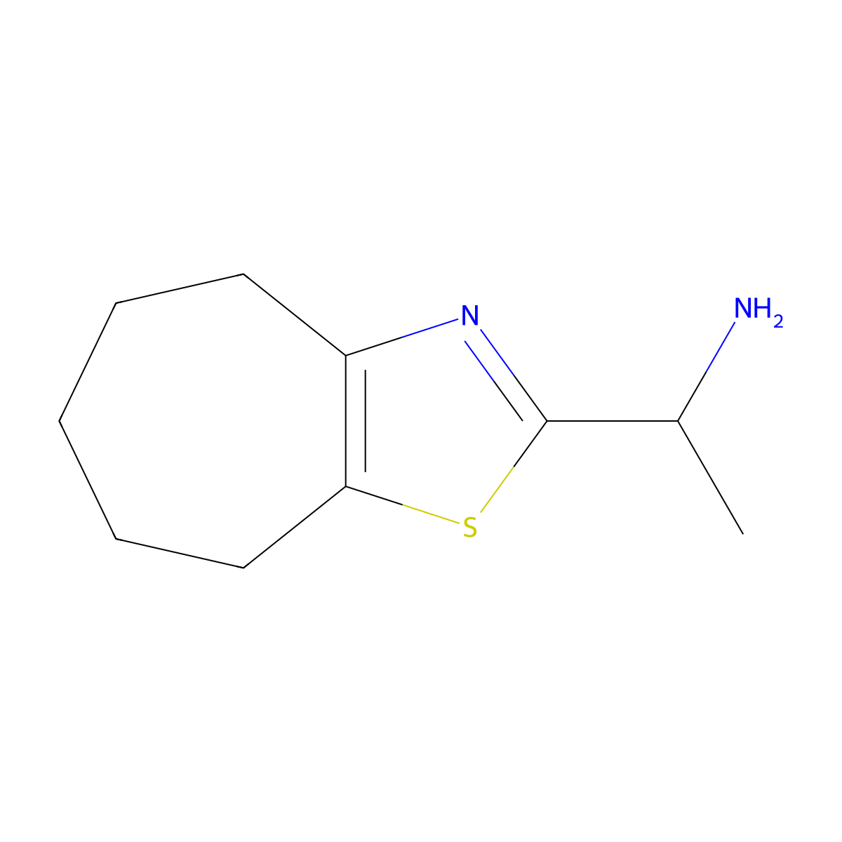 1-(5,6,7,8-tetrahydro-4H-cyclohepta[d][1,3]thiazol-2-yl)ethanamine molecular structure, CAS 642929-72-4