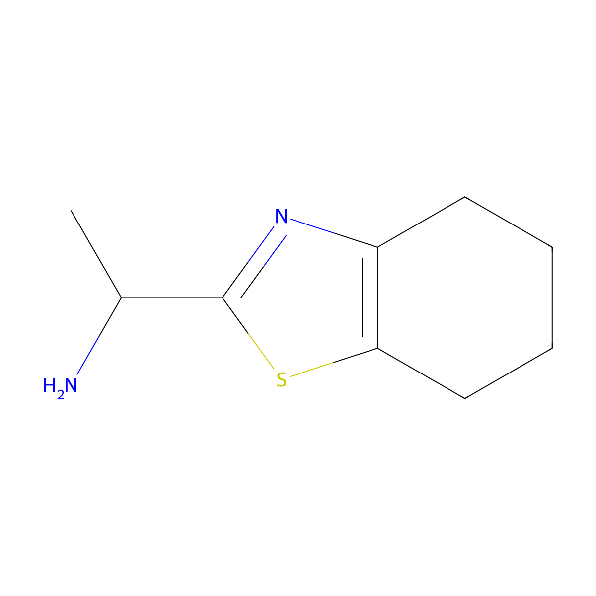 1-(4,5,6,7-Tetrahydro-1,3-benzothiazol-2-yl)ethanamine molecular structure, CAS 642929-73-5