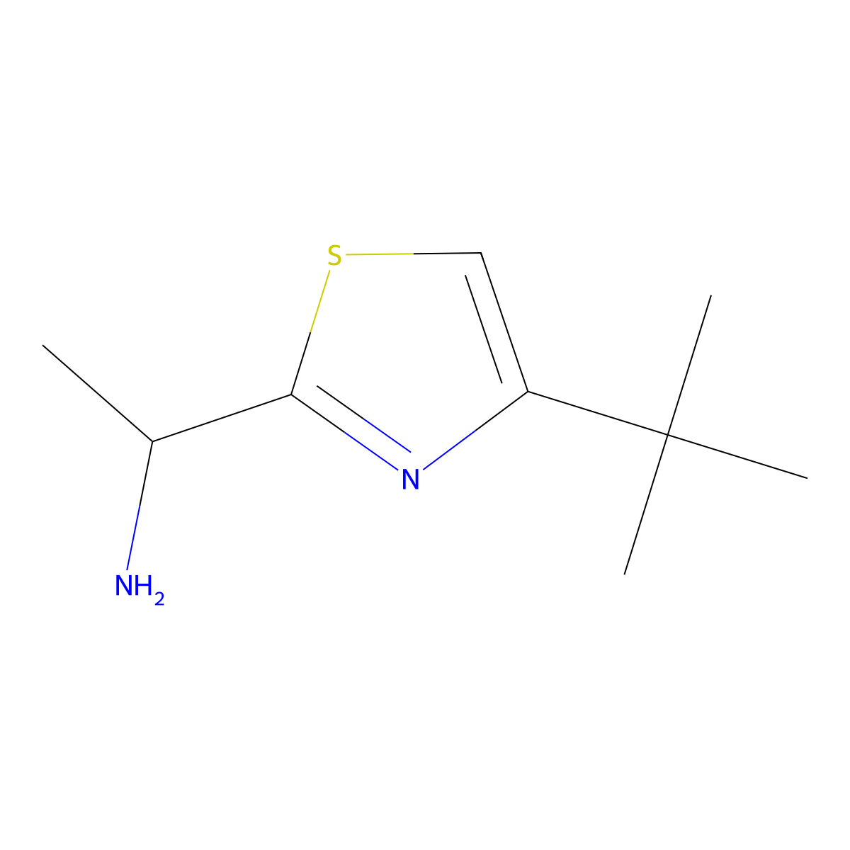 1-(4-Tert-butyl-1,3-thiazol-2-yl)ethan-1-amine molecular structure, CAS 642931-77-9