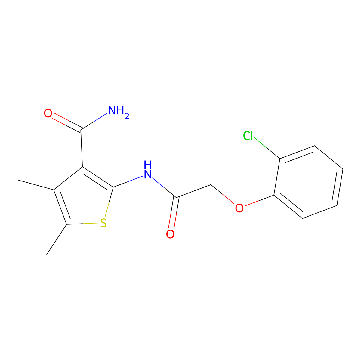 2-{[(2-Chlorophenoxy)acetyl]amino}-4,5-dimethyl-3-thiophenecarboxamide molecular structure, CAS 642939-69-3
