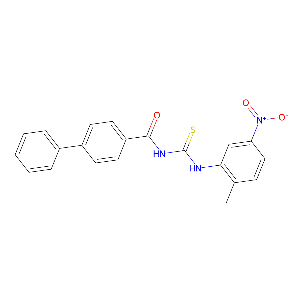 N-[(2-methyl-5-nitrophenyl)carbamothioyl]-4-phenylbenzamide molecular structure, CAS 642941-99-9