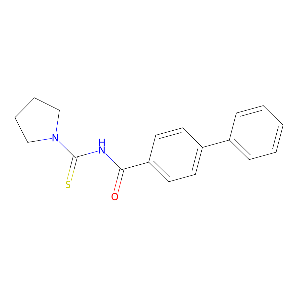 4-phenyl-N-(pyrrolidine-1-carbothioyl)benzamide molecular structure, CAS 642942-49-2