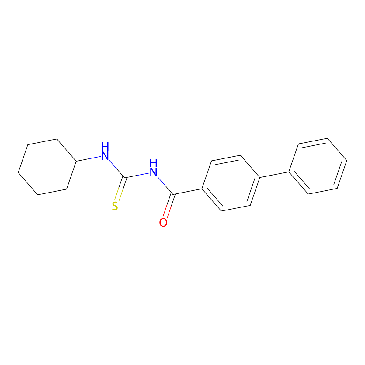 N-(cyclohexylcarbamothioyl)-4-phenylbenzamide molecular structure, CAS 642942-61-8