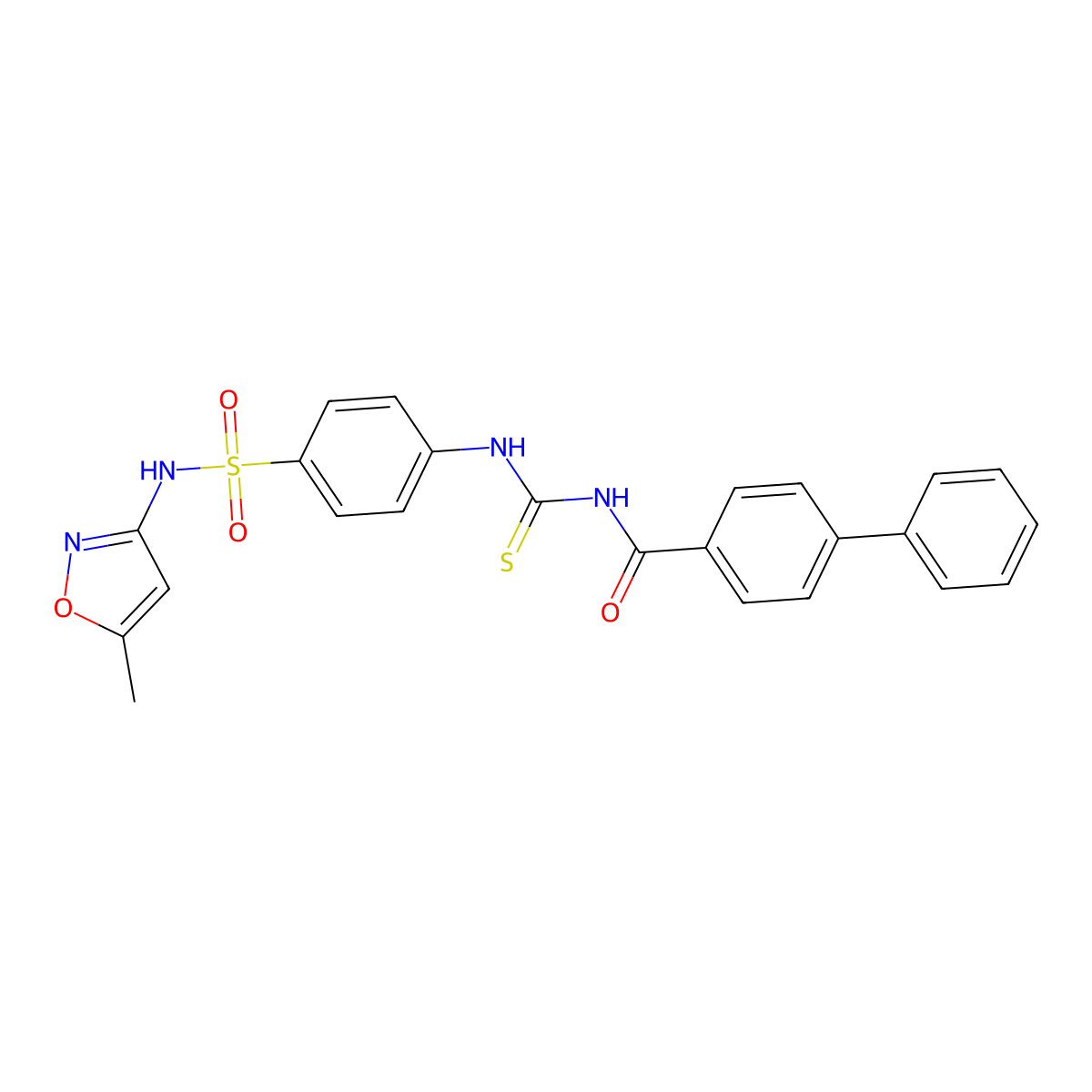 N-[[4-[(5-methyl-1,2-oxazol-3-yl)sulfamoyl]phenyl]carbamothioyl]-4-phenylbenzamide molecular structure, CAS 642942-63-0
