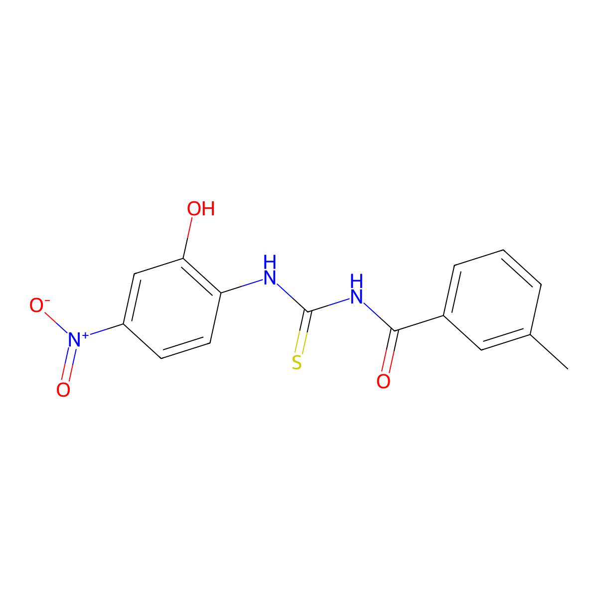 N-[(2-hydroxy-4-nitrophenyl)carbamothioyl]-3-methylbenzamide molecular structure, CAS 642944-14-7