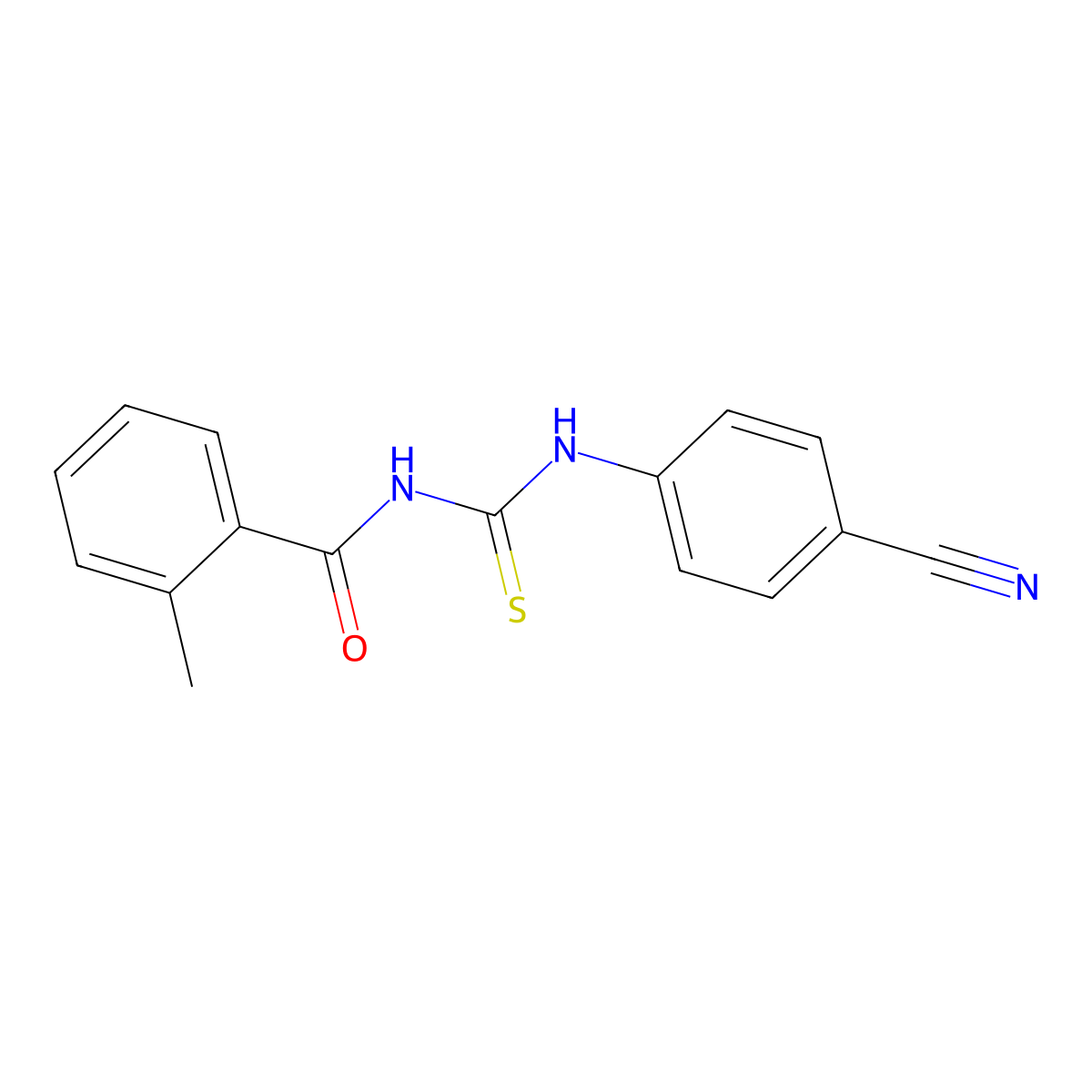 N-[(4-cyanophenyl)carbamothioyl]-2-methylbenzamide molecular structure, CAS 642944-31-8