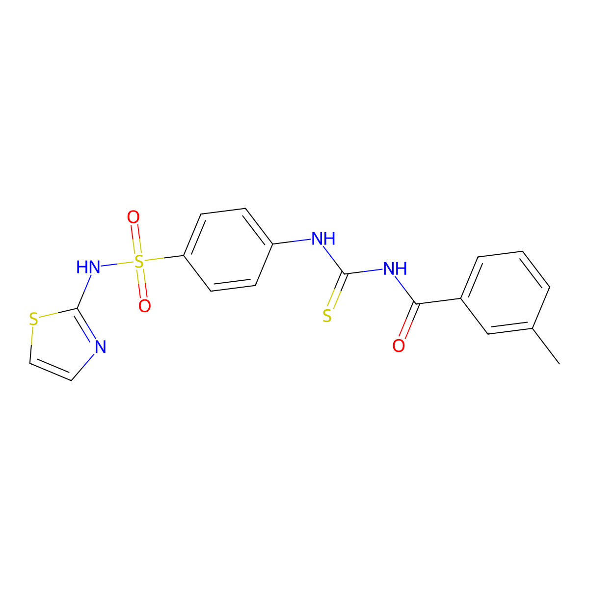 3-methyl-N-[[4-(1,3-thiazol-2-ylsulfamoyl)phenyl]carbamothioyl]benzamide molecular structure, CAS 642944-92-1
