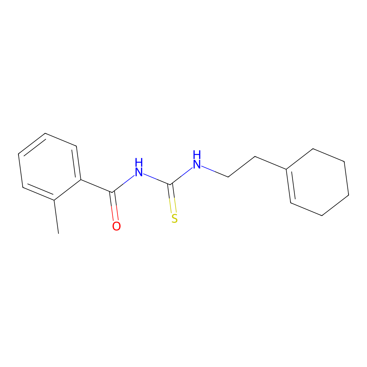 N-({[2-(1-cyclohexen-1-yl)ethyl]amino}carbonothioyl)-2-methylbenzamide molecular structure, CAS 642945-12-8