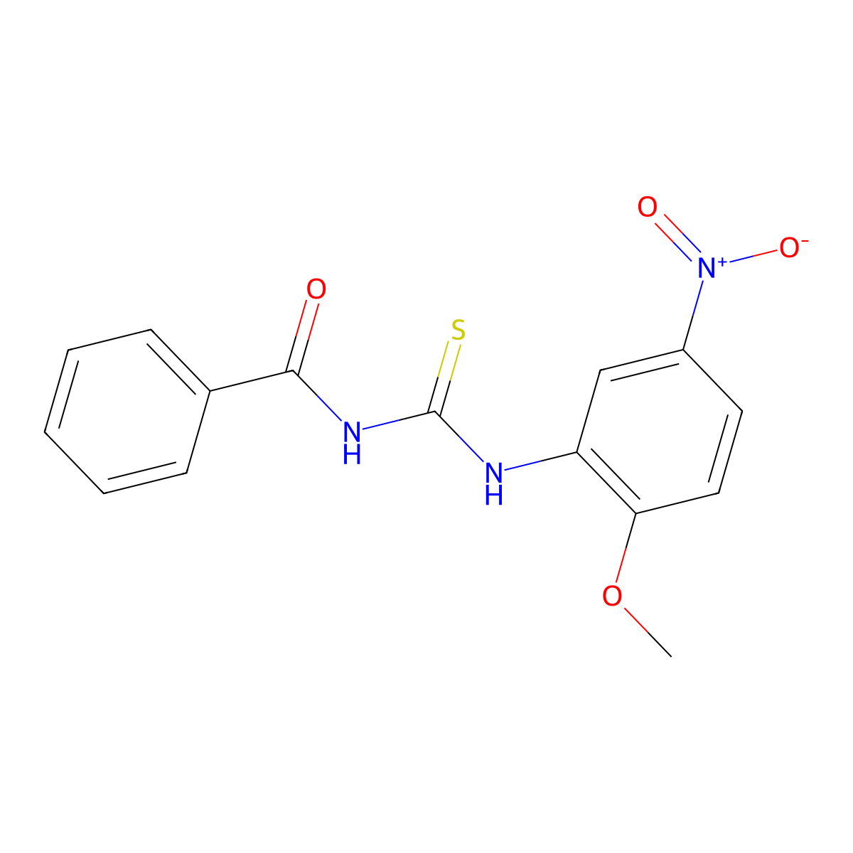 N-[(2-methoxy-5-nitrophenyl)carbamothioyl]benzamide molecular structure, CAS 642945-30-0
