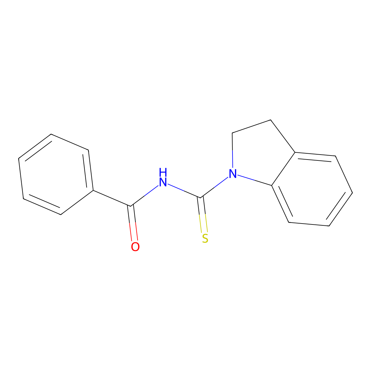 N-(2,3-dihydro-1H-indol-1-ylcarbonothioyl)benzamide molecular structure, CAS 642945-39-9
