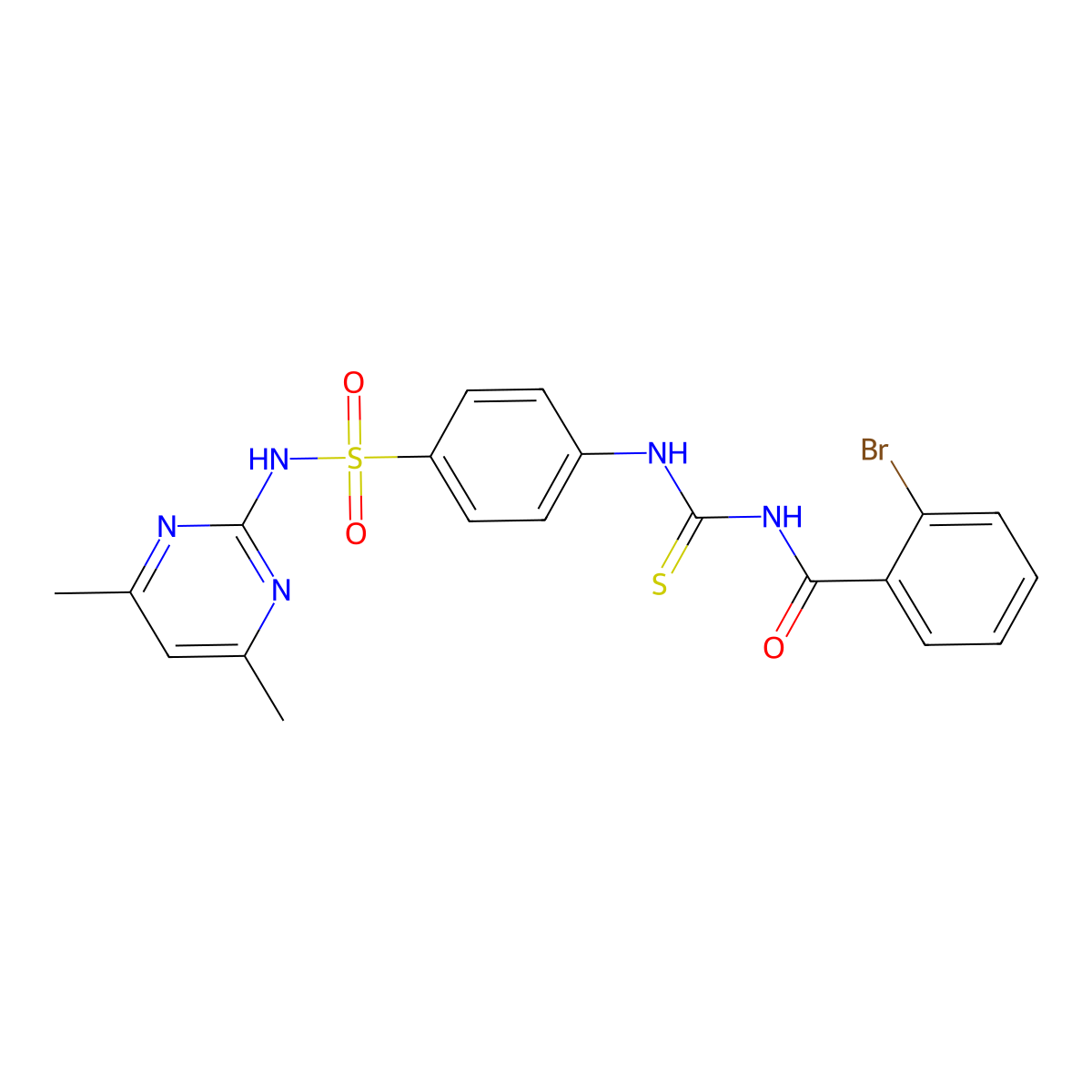 2-bromo-N-[[4-[(4,6-dimethylpyrimidin-2-yl)sulfamoyl]phenyl]carbamothioyl]benzamide molecular structure, CAS 642946-19-8