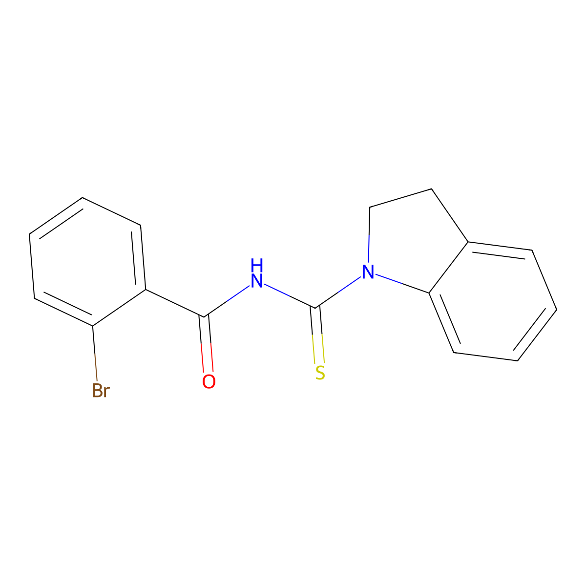 2-bromo-N-[2,3-dihydroindol-1-yl(sulfanylidene)methyl]benzamide molecular structure, CAS 642946-25-6