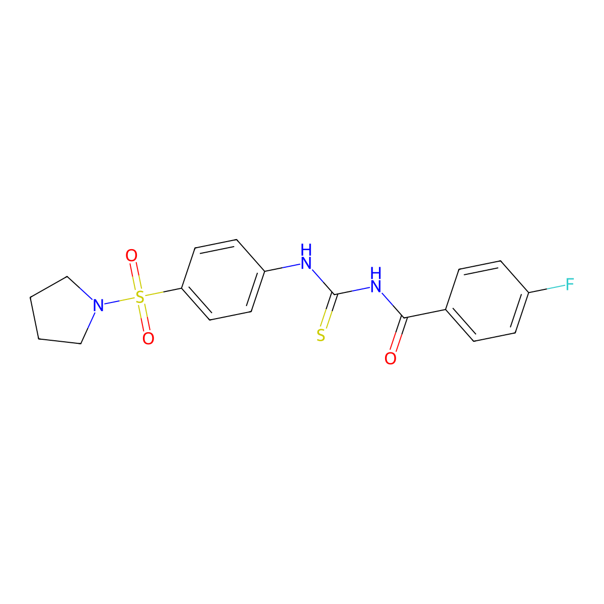 4-fluoro-N-[(4-pyrrolidin-1-ylsulfonylphenyl)carbamothioyl]benzamide molecular structure, CAS 642947-74-8