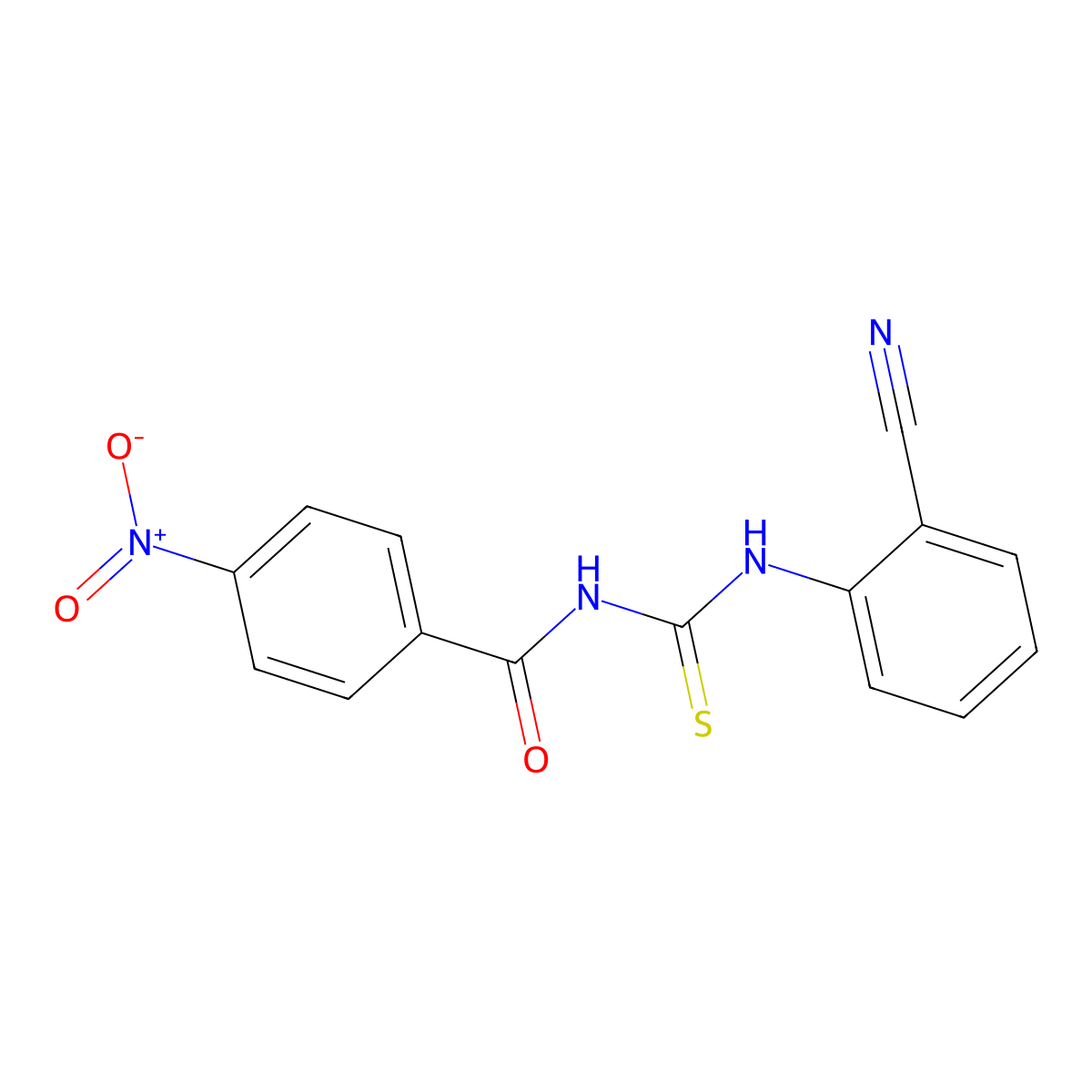 N-[(2-cyanophenyl)carbamothioyl]-4-nitrobenzamide molecular structure, CAS 642948-45-6