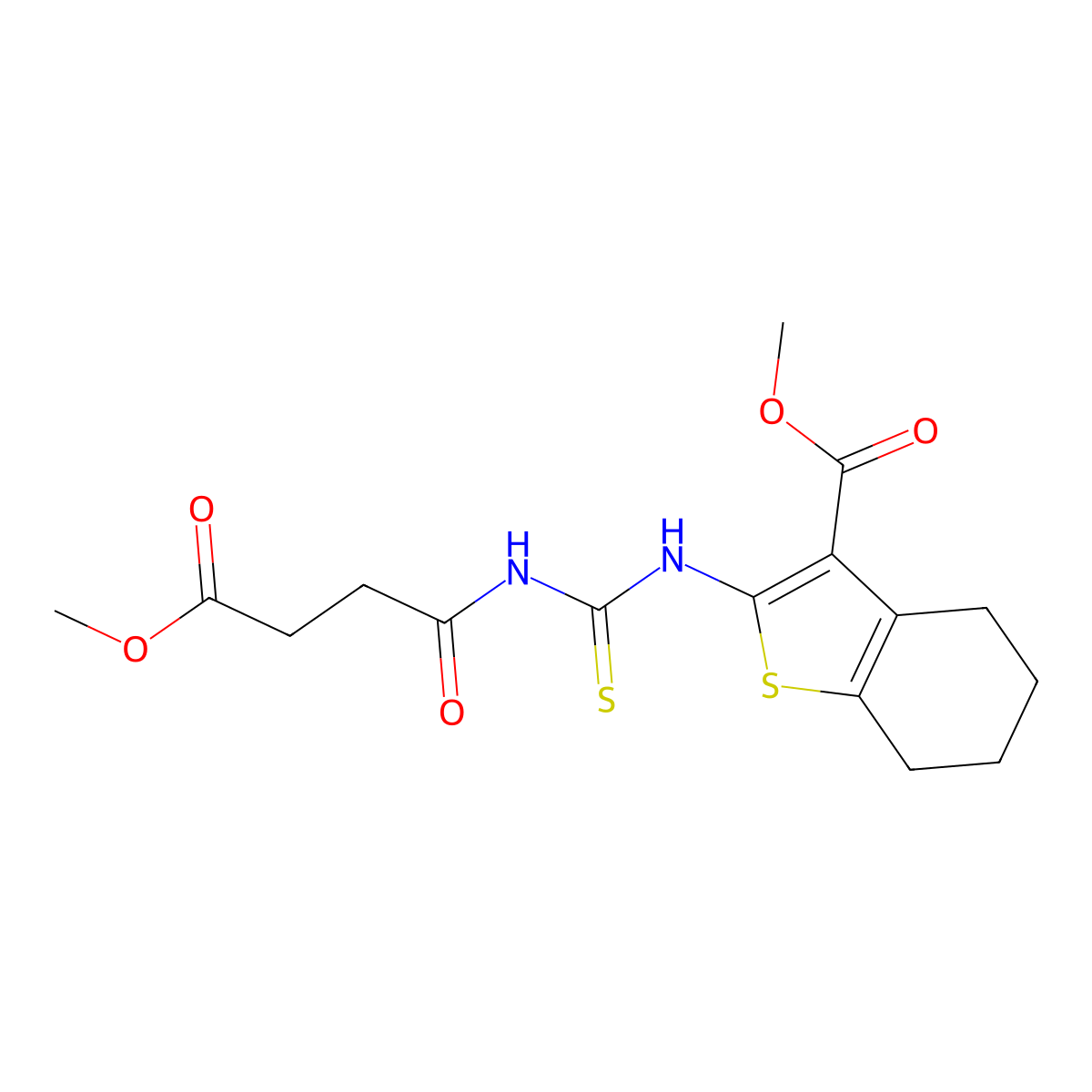 Methyl 2-(3-(4-methoxy-4-oxobutanoyl)thioureido)-4,5,6,7-tetrahydrobenzo[b]thiophene-3-carboxylate molecular structure, CAS 642948-47-8