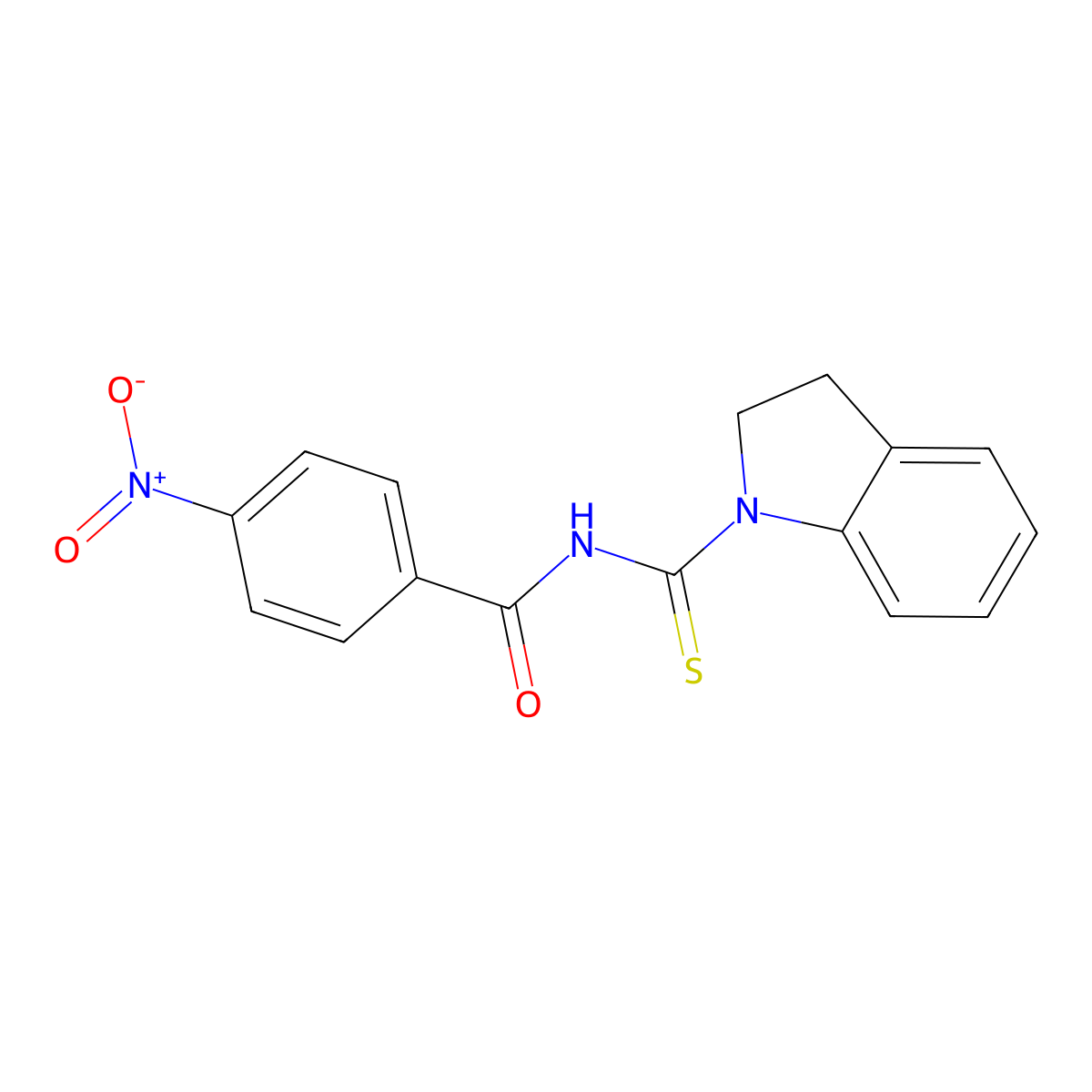 N-(Indolinylthioxomethyl)(4-nitrophenyl)formamide molecular structure, CAS 642948-82-1