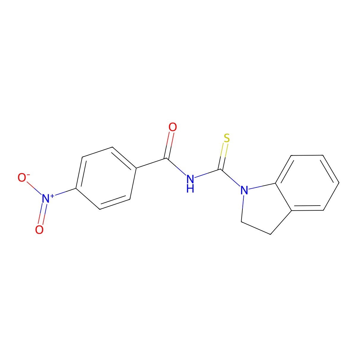 N-(Indolinylthioxomethyl)(4-nitrophenyl)formamide molecular structure, CAS 642948-82-1