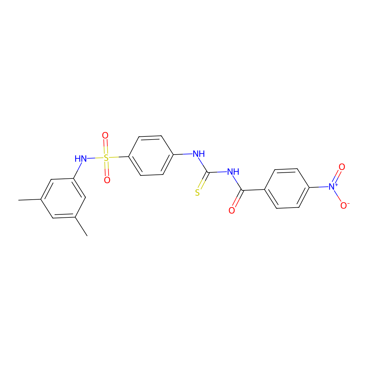 N-[[4-[(3,5-dimethylphenyl)sulfamoyl]phenyl]carbamothioyl]-4-nitrobenzamide molecular structure, CAS 642949-18-6