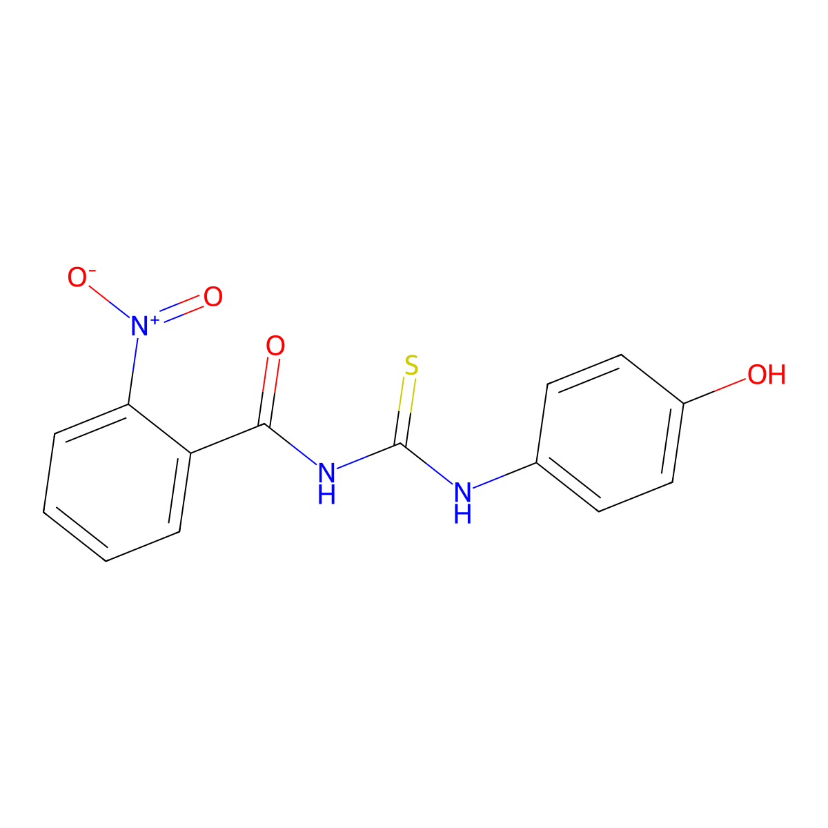 N-[(4-hydroxyphenyl)carbamothioyl]-2-nitrobenzamide molecular structure, CAS 642949-30-2
