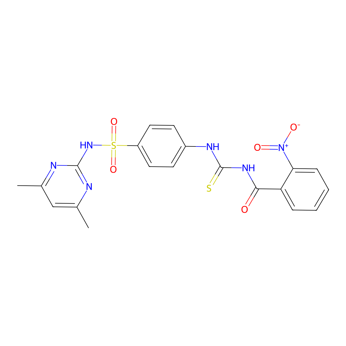 N-({4-[(4,6-dimethylpyrimidin-2-yl)sulfamoyl]phenyl}carbamothioyl)-2-nitrobenzamide molecular structure, CAS 642949-75-5