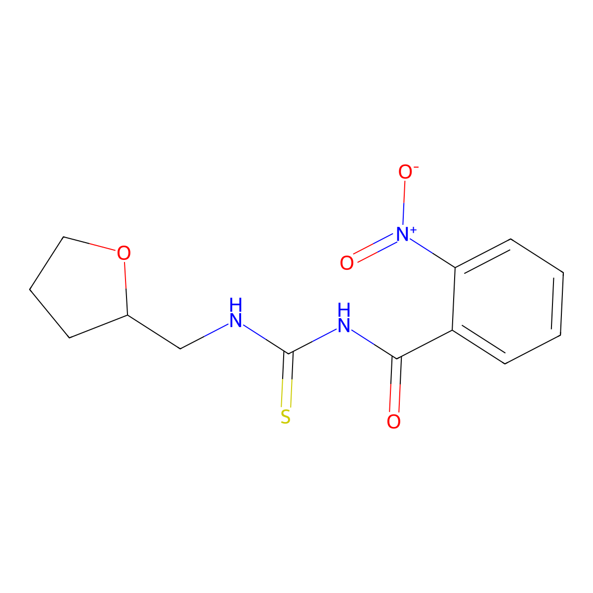 2-nitro-N-(oxolan-2-ylmethylcarbamothioyl)benzamide molecular structure, CAS 642949-88-0