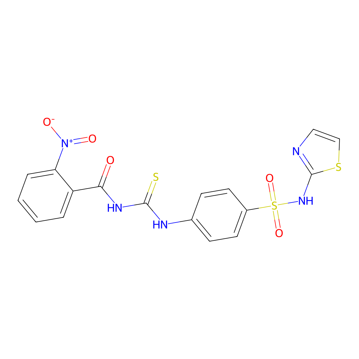 2-nitro-N-((4-(N-(thiazol-2-yl)sulfamoyl)phenyl)carbamothioyl)benzamide molecular structure, CAS 642949-99-3