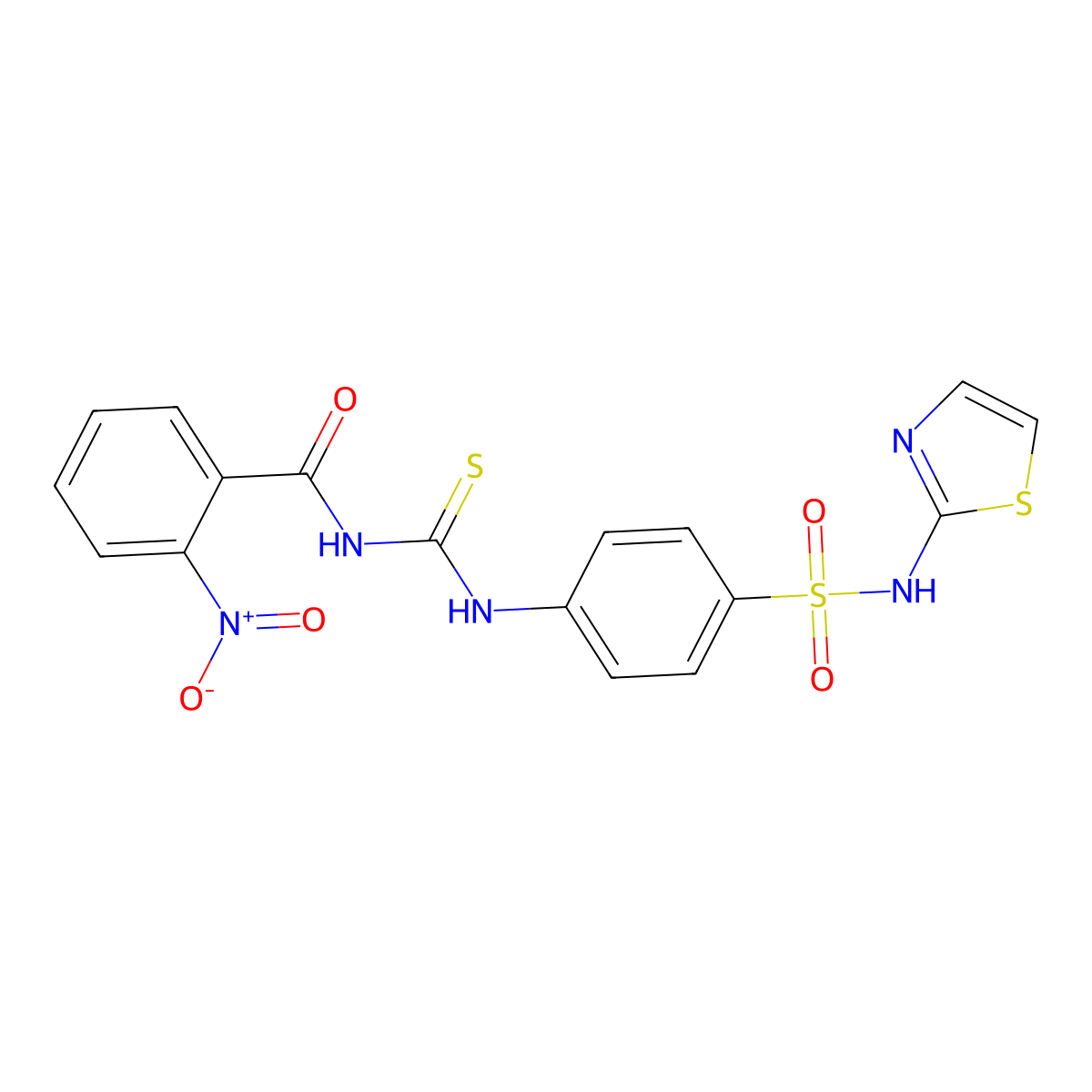 2-nitro-N-((4-(N-(thiazol-2-yl)sulfamoyl)phenyl)carbamothioyl)benzamide molecular structure, CAS 642949-99-3