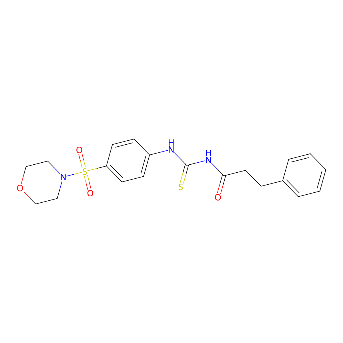 N-({[4-(4-morpholinylsulfonyl)phenyl]amino}carbonothioyl)-3-phenylpropanamide molecular structure, CAS 642951-08-4