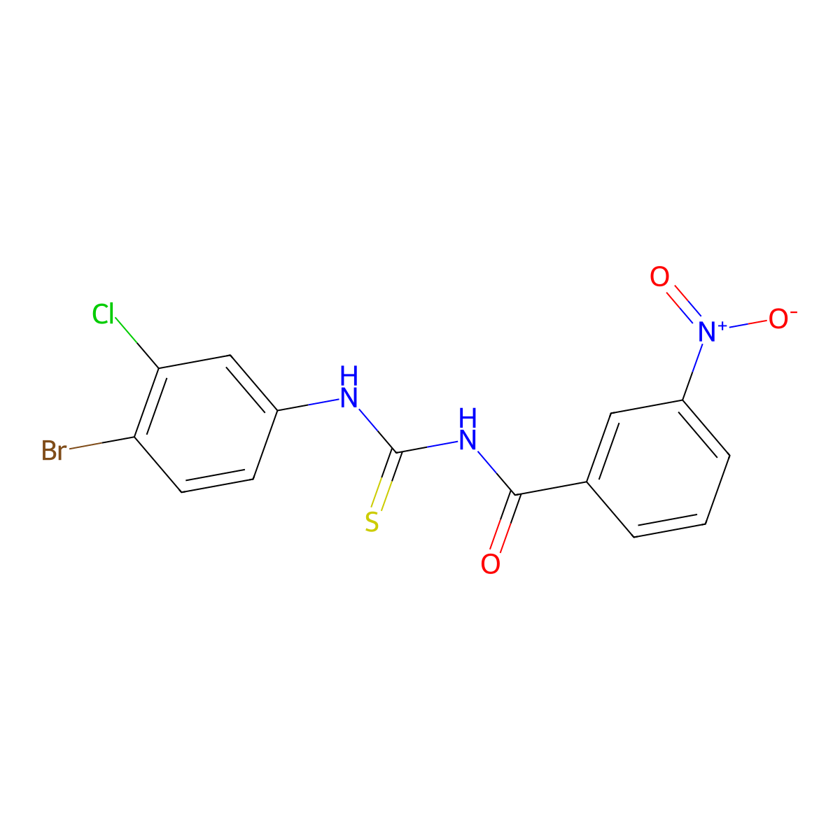 N-[(4-bromo-3-chlorophenyl)carbamothioyl]-3-nitrobenzamide molecular structure, CAS 642951-56-2