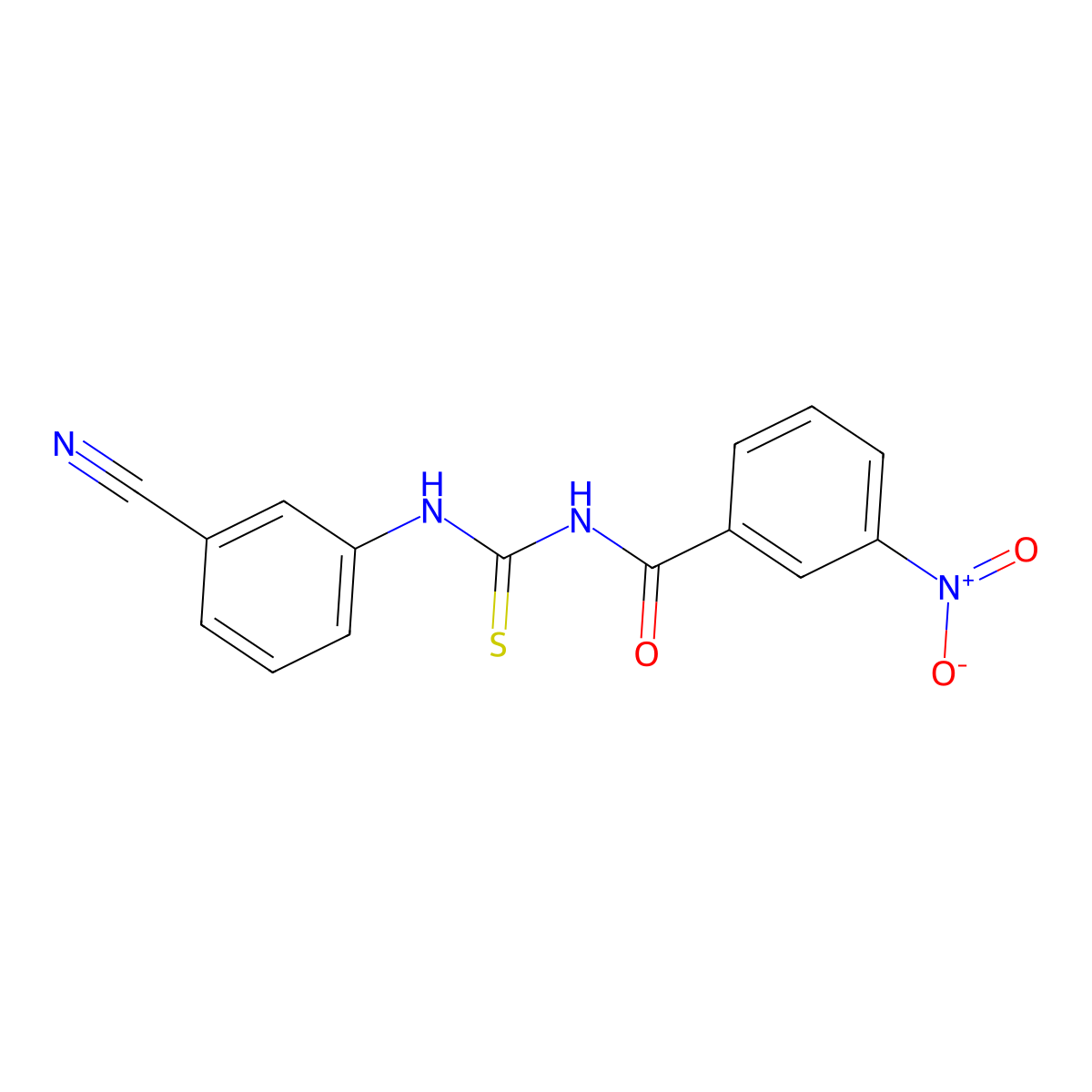 N-[(3-cyanophenyl)carbamothioyl]-3-nitrobenzamide molecular structure, CAS 642951-68-6