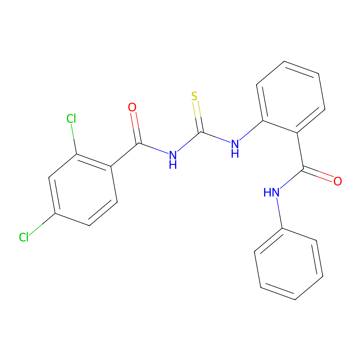 2,4-dichloro-N-[[2-(phenylcarbamoyl)phenyl]carbamothioyl]benzamide molecular structure, CAS 642951-79-9