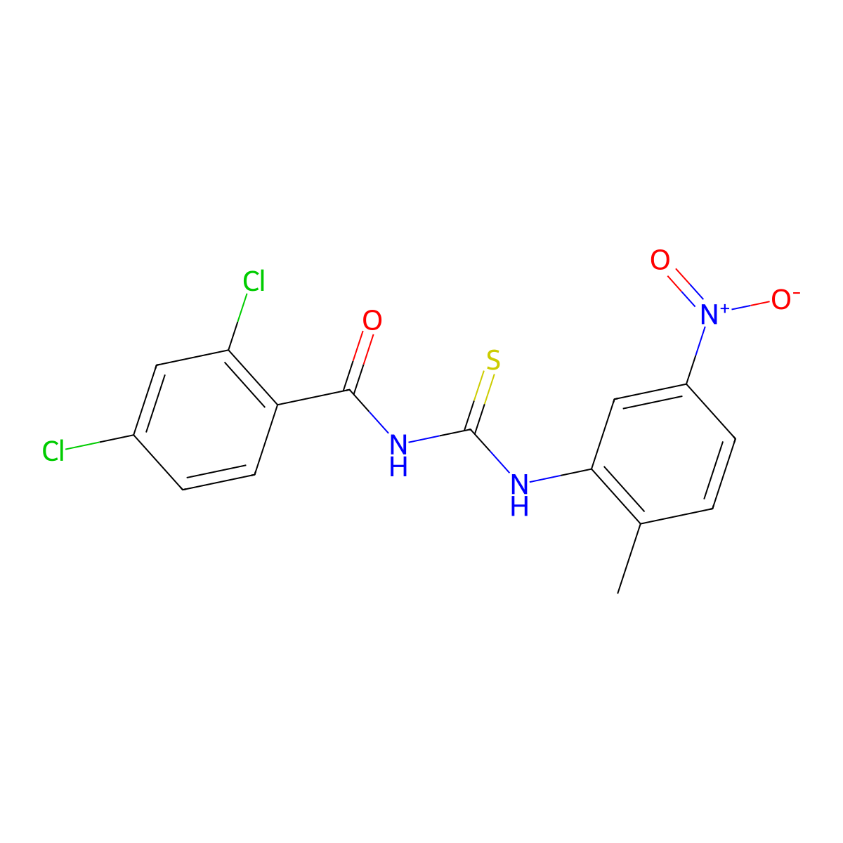 2,4-dichloro-N-[(2-methyl-5-nitrophenyl)carbamothioyl]benzamide molecular structure, CAS 642951-83-5