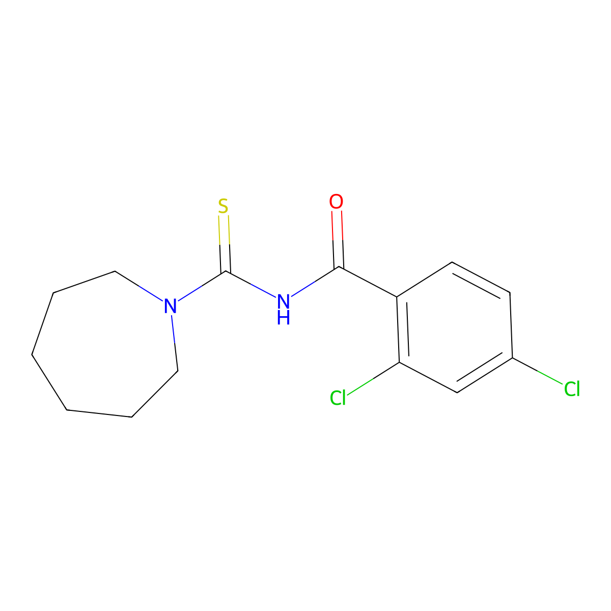N-(1-azepanylcarbonothioyl)-2,4-dichlorobenzamide molecular structure, CAS 642952-01-0