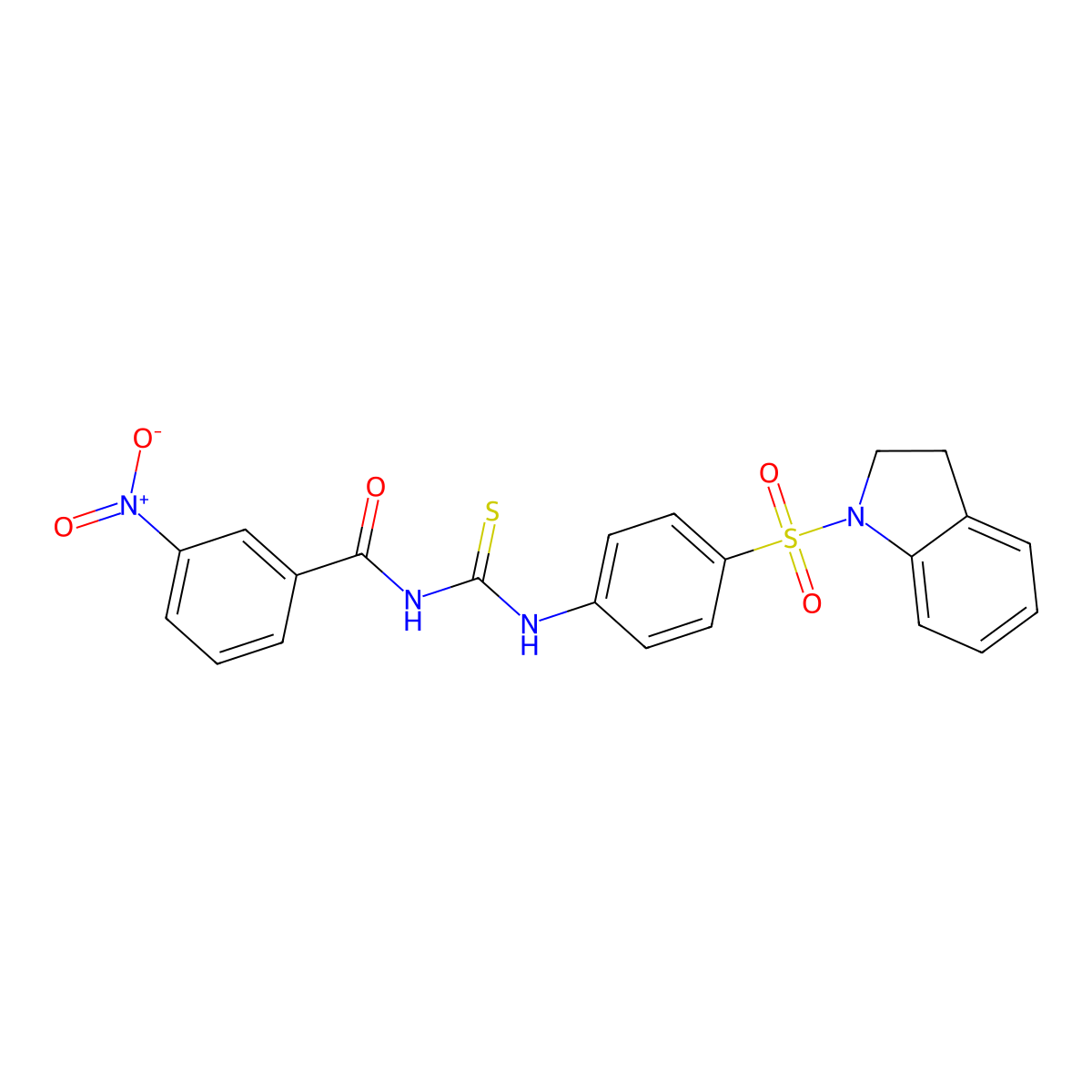 N-[[4-(2,3-dihydroindol-1-ylsulfonyl)phenyl]carbamothioyl]-3-nitrobenzamide molecular structure, CAS 642952-10-1