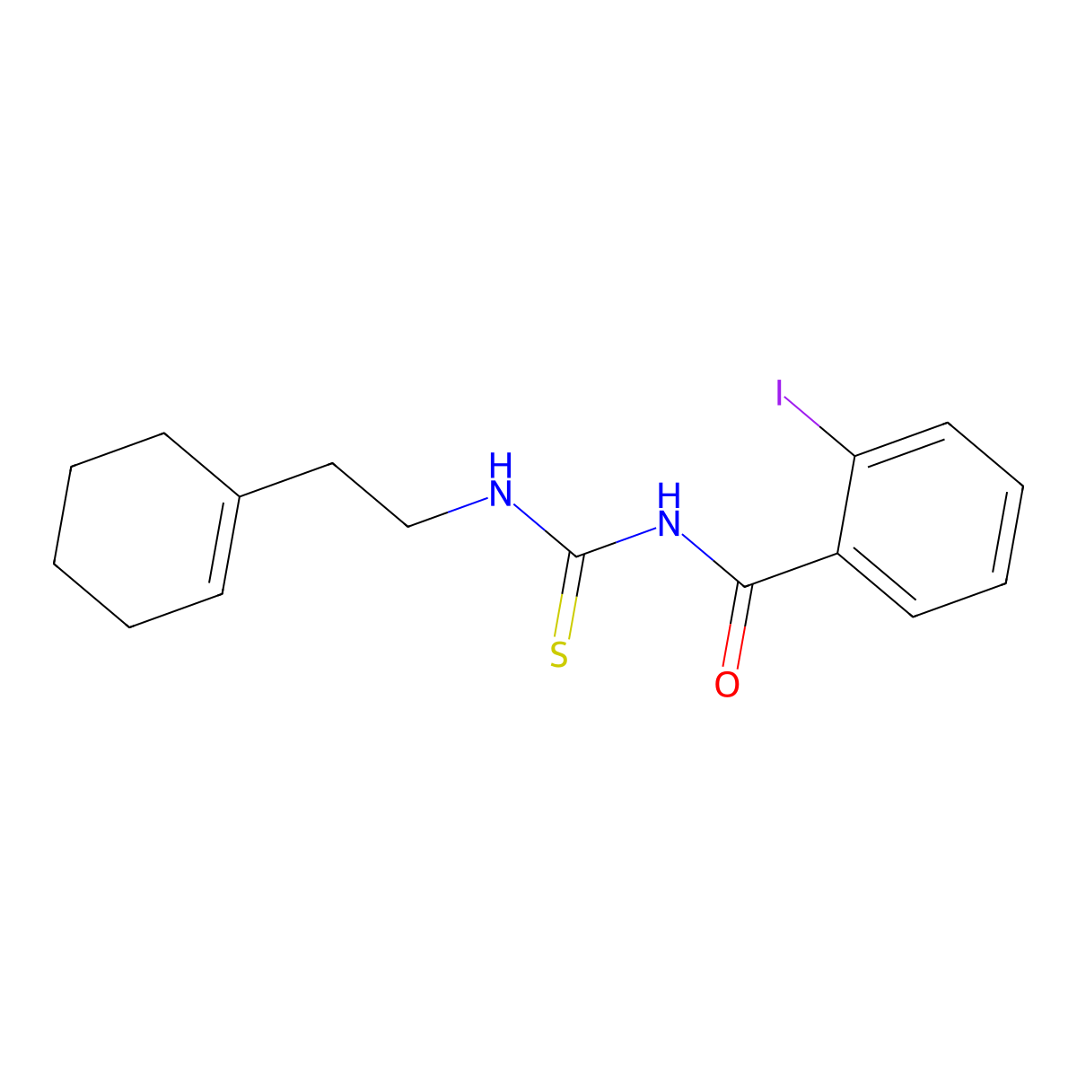 N-((2-(cyclohex-1-en-1-yl)ethyl)carbamothioyl)-2-iodobenzamide molecular structure, CAS 642953-05-7